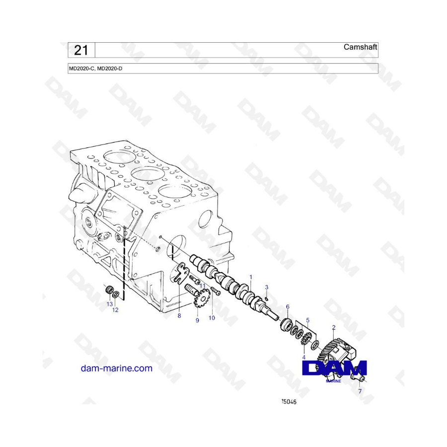 Volvo Penta MD2020-C / MD2020-D - Árbol de levas