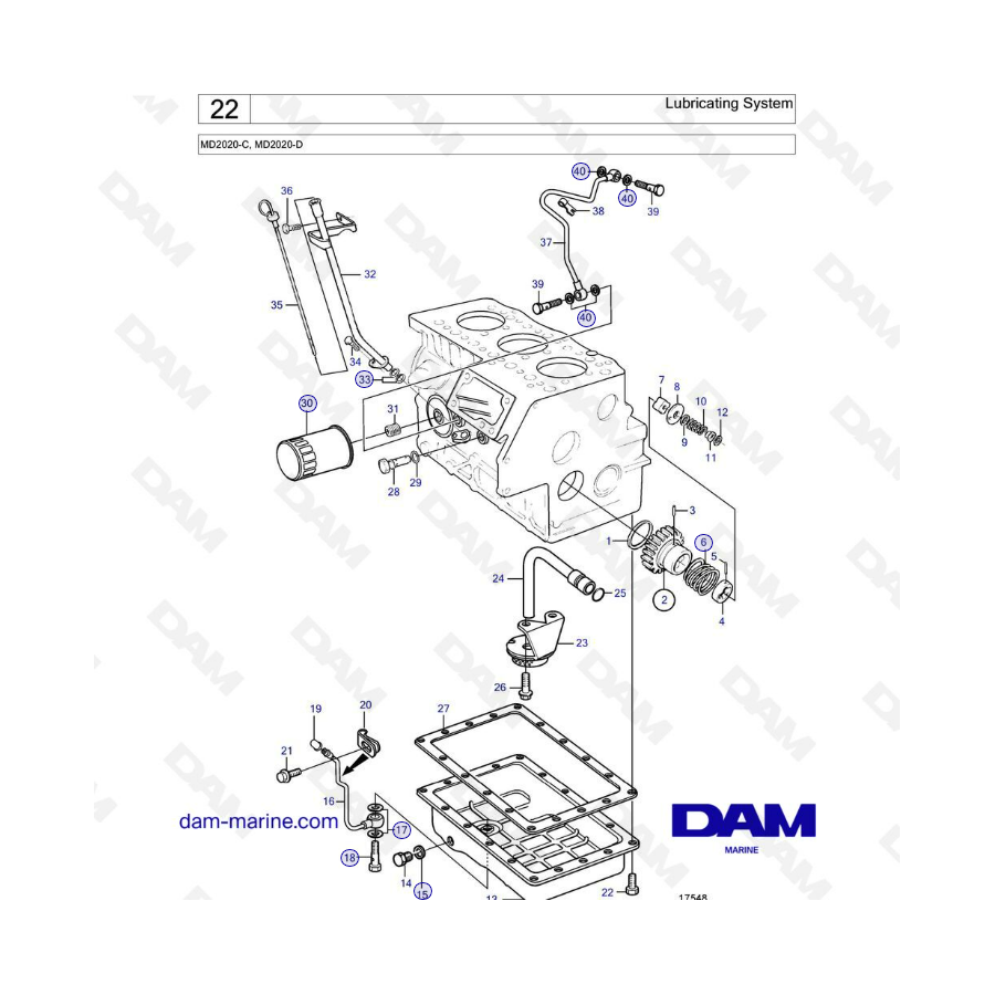 Volvo Penta MD2020-C / MD2020-D - Lubricating system