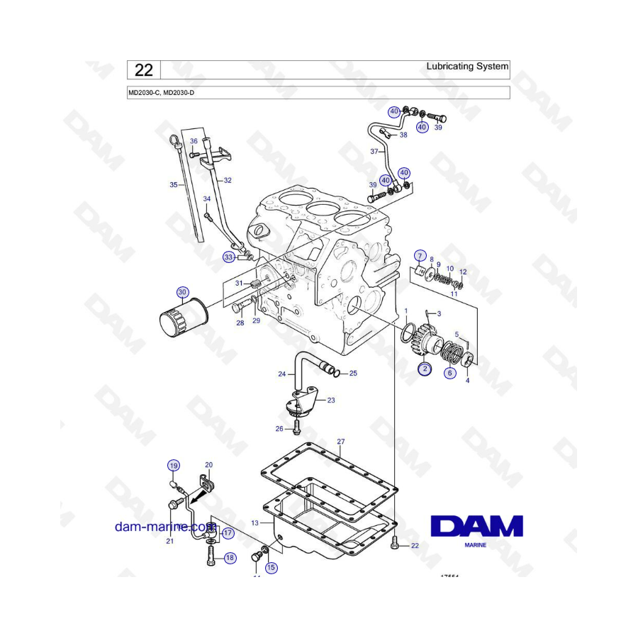 Volvo Penta MD2030-C / MD2030-D - Lubricating system