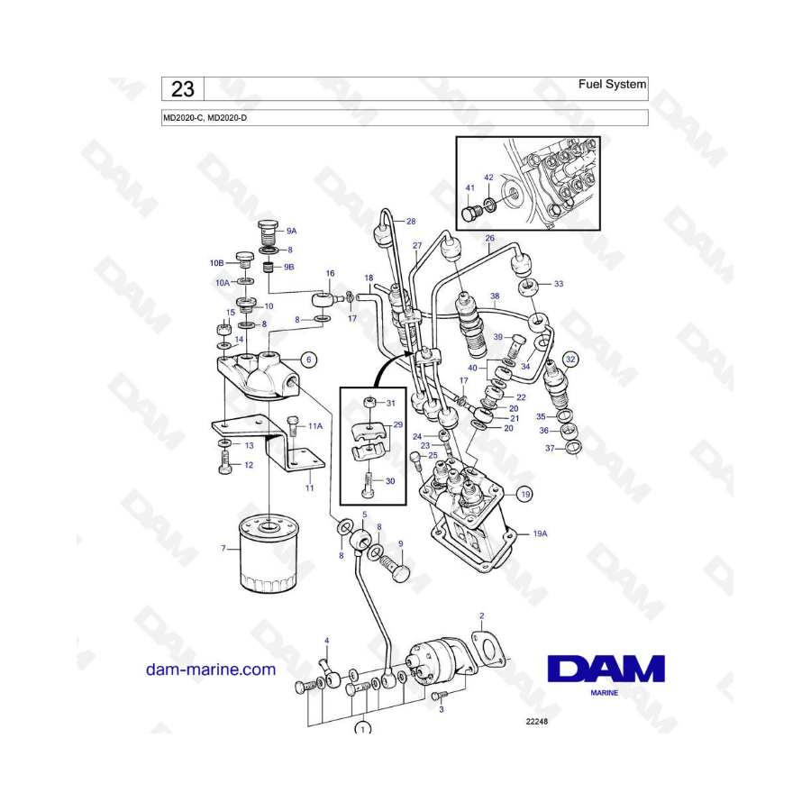 Volvo Penta MD2020-C / MD2020-D - Fuel system