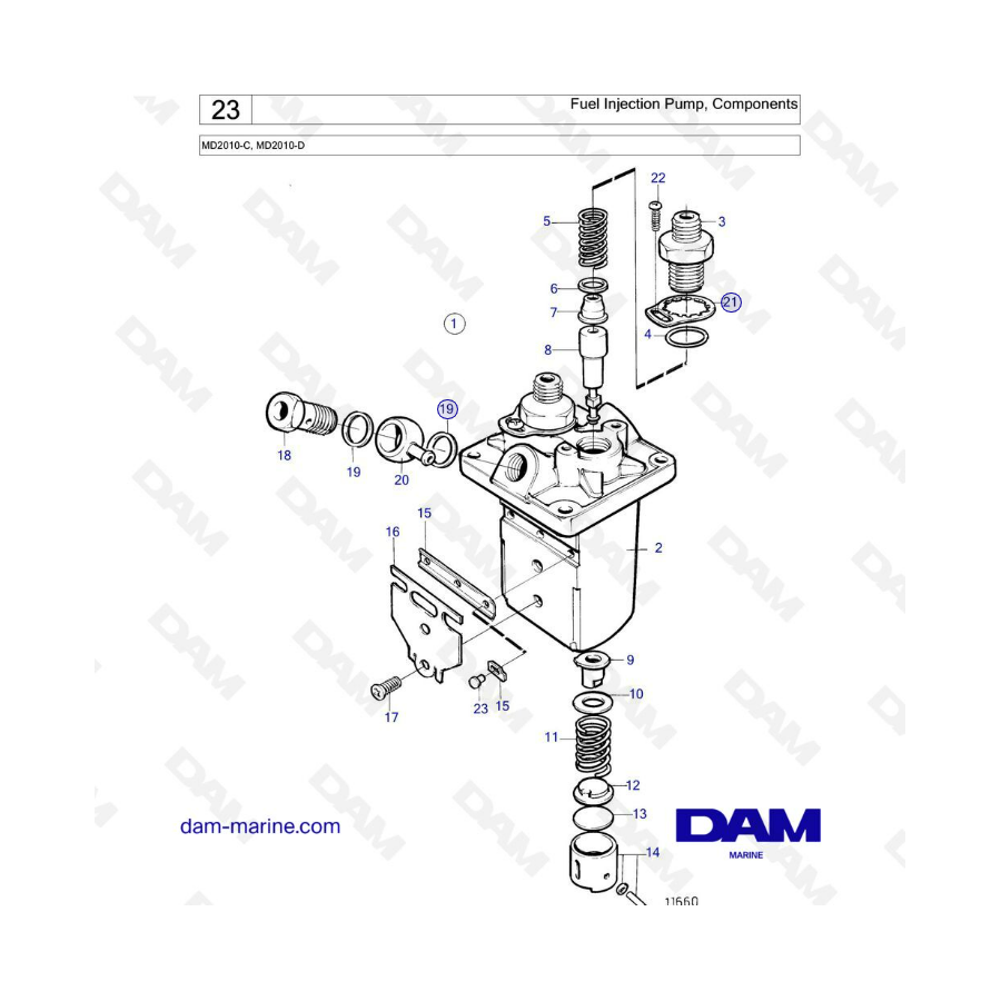 Volvo Penta MD2010-C / MD2010-D - Bomba de inyección de combustible, componentes