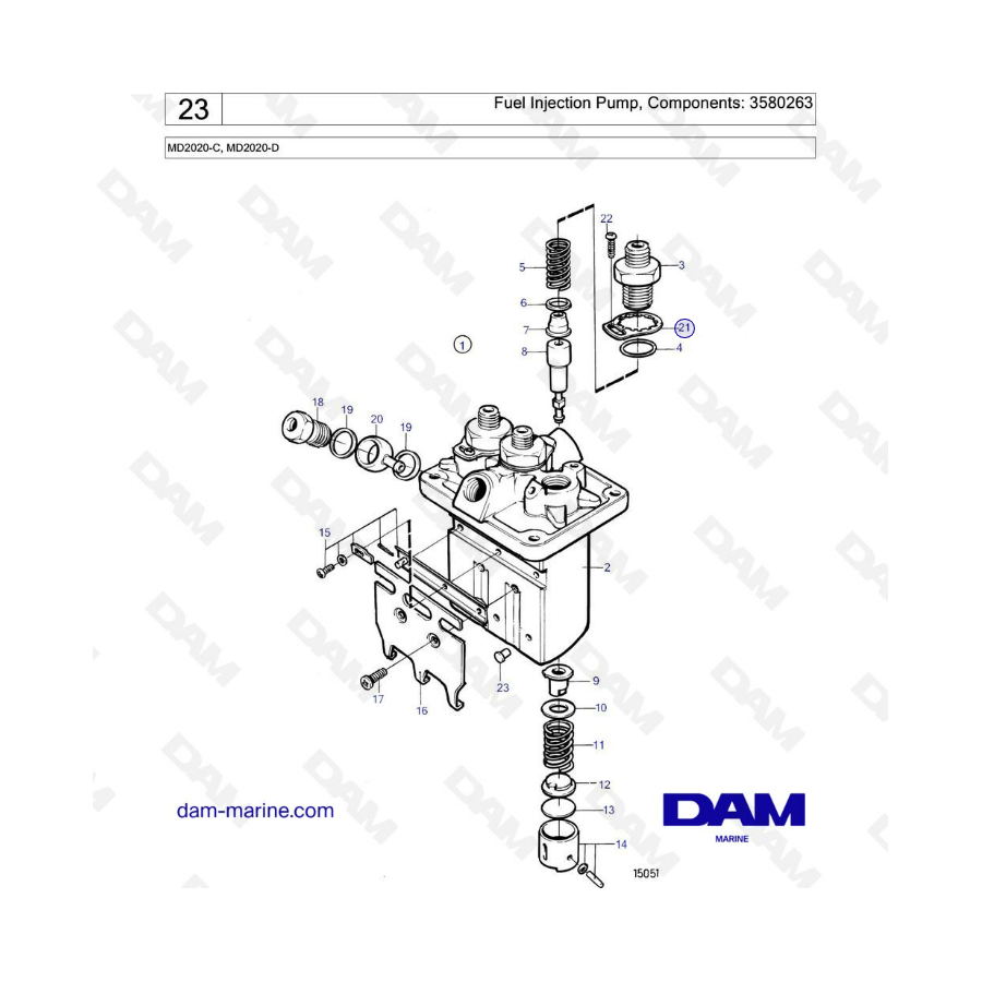 Volvo Penta MD2020-C / MD2020-D - Componentes de inyección de combustible