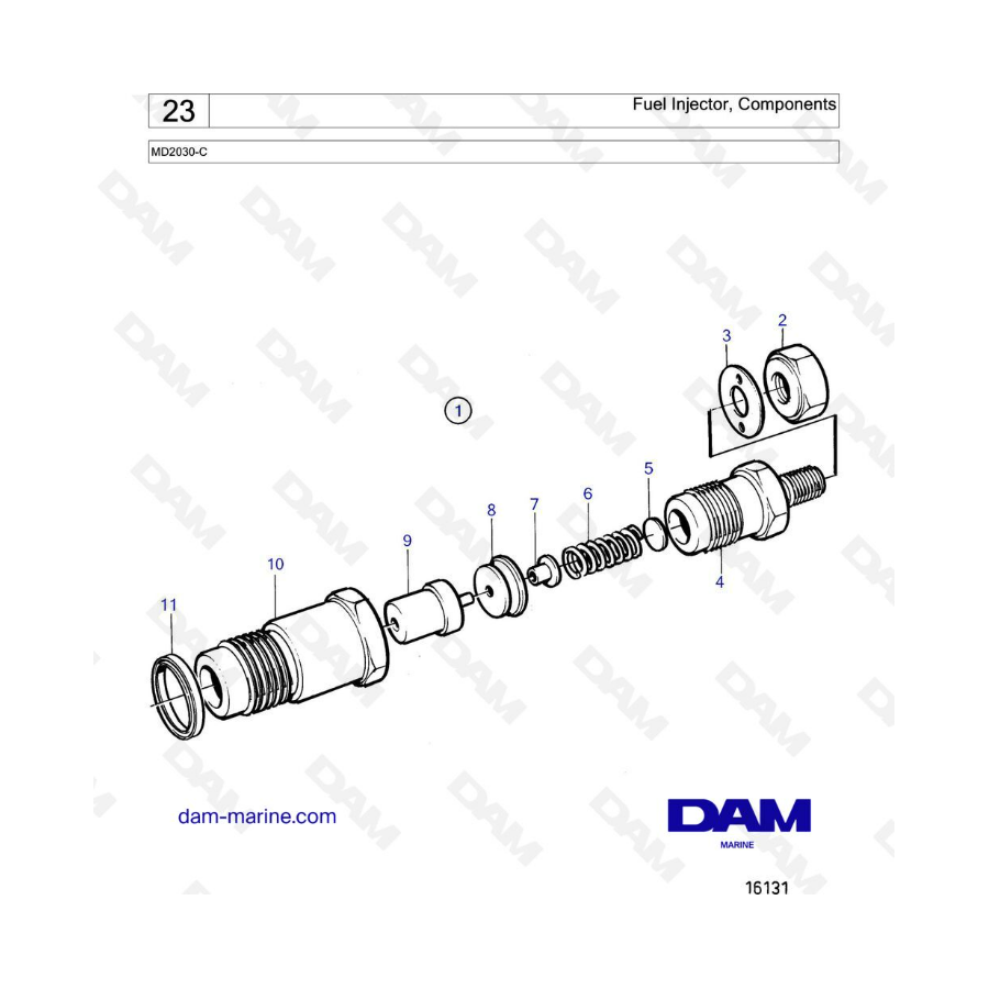 Volvo Penta MD2030-C - Componentes del inyector de combustible