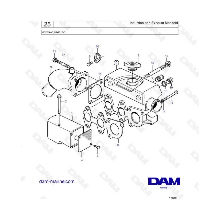 Volvo Penta MD2010-C / MD2010-D - Colector de admisión y escape