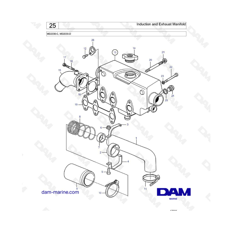 Volvo Penta MD2030-C / MD2030-D - Colector de admisión y escape