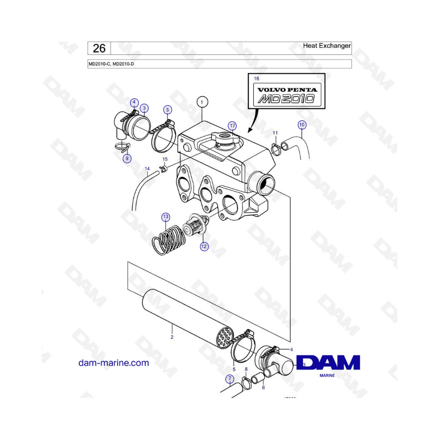 Volvo Penta MD2010-C / MD2010-D - Intercambiador de calor