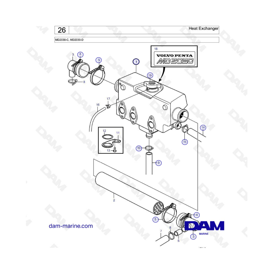 Volvo Penta MD2030-C / MD2030-D - Intercambiador de calor