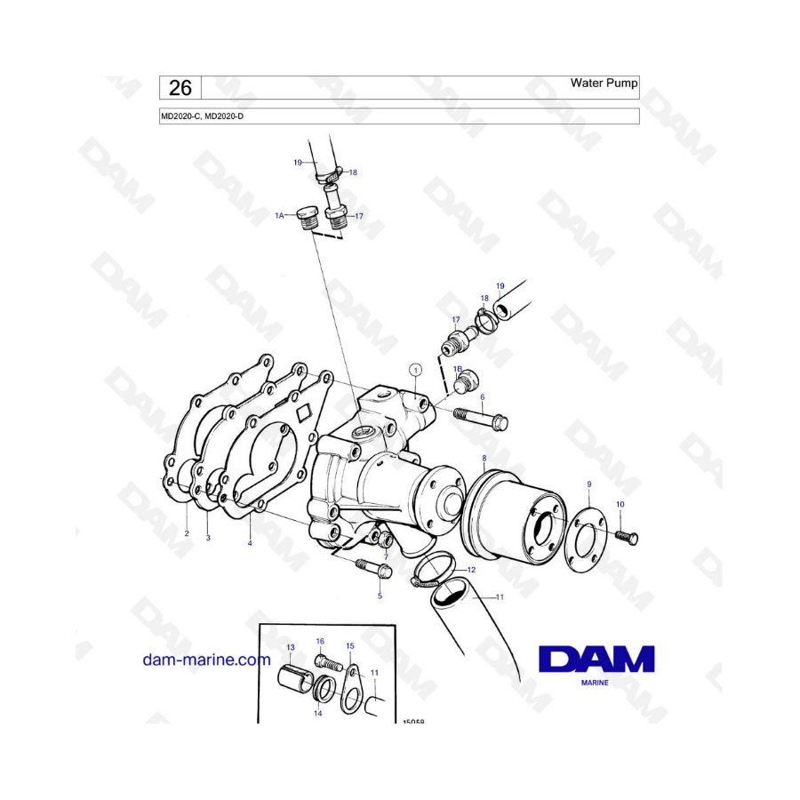 Volvo Penta MD2020-C / MD2020-D - Bomba de agua