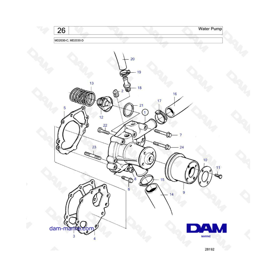 Volvo Penta MD2030-C / MD2030-D - Bomba de agua