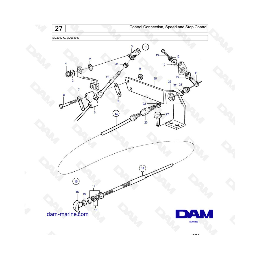 Volvo Penta MD2040-C / MD2040-D - Control connection speed & stop control 