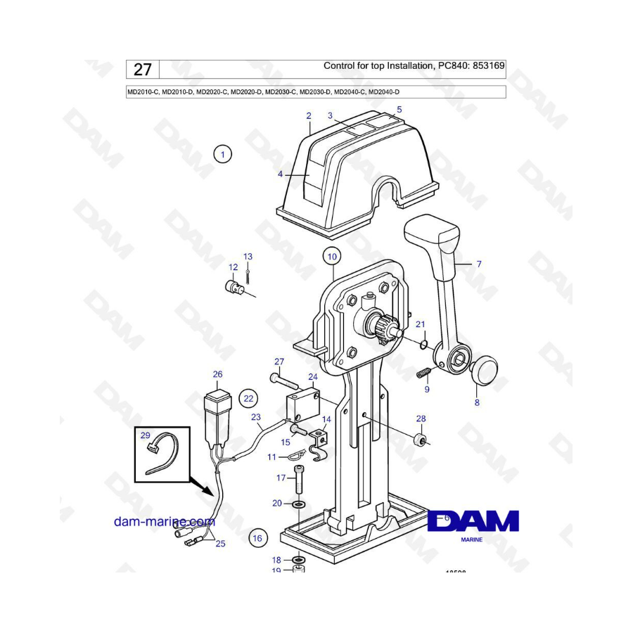 Volvo Penta MD2010-C-D / MD2020-C-D / MD2030-C-D / MD2040-C-D - Control for top installation, PC840