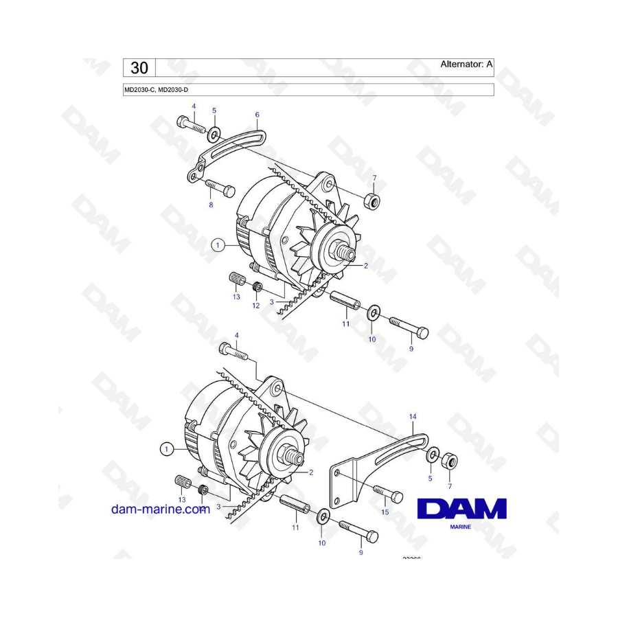 Volvo Penta MD2030-C / MD2030-D - Alternador: A