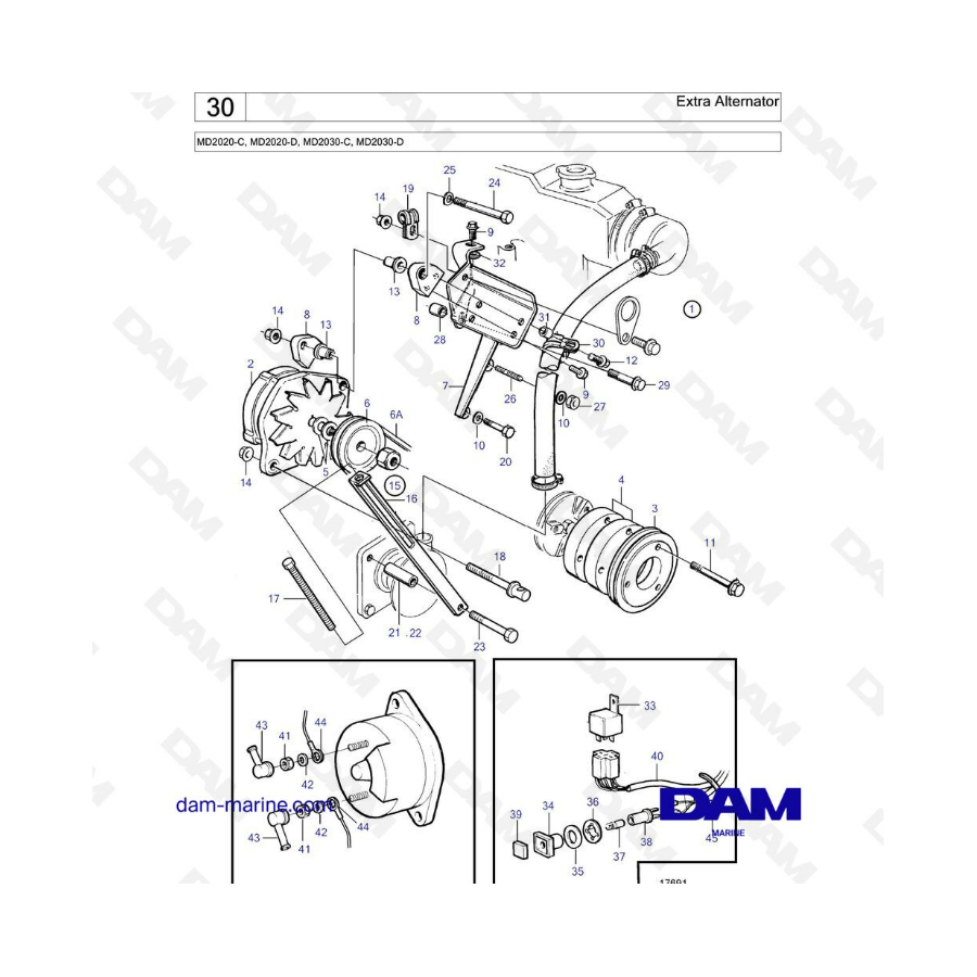 Volvo Penta MD2020-C / MD2020-D / MD2030-C / MD2030-D - Extra Alternator