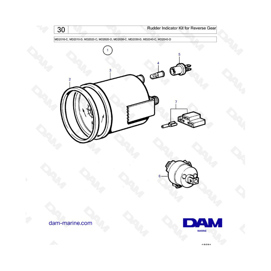 Volvo Penta MD2010-C-D / MD2020-C-D / MD2030-C-D / MD2040-C-D - Kit indicador timón para marcha atrás