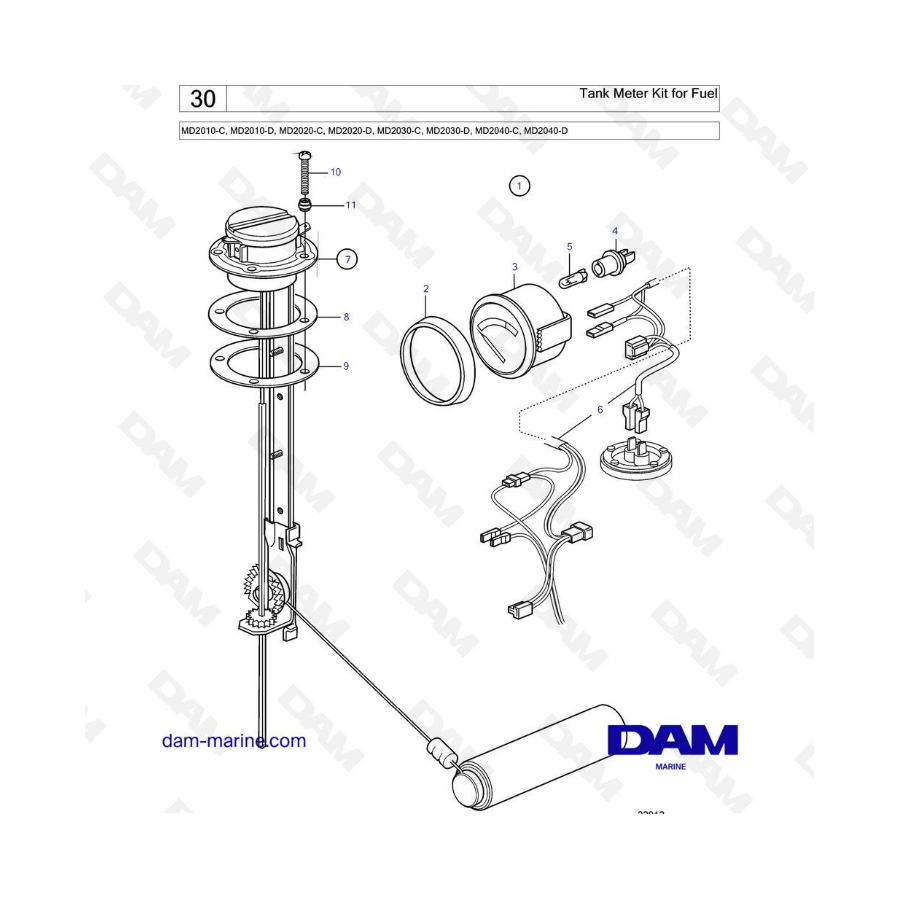 Volvo Penta MD2010-C-D / MD2020-C-D / MD2030-C-D / MD2040-C-D - Kit medidor de tanque de combustible