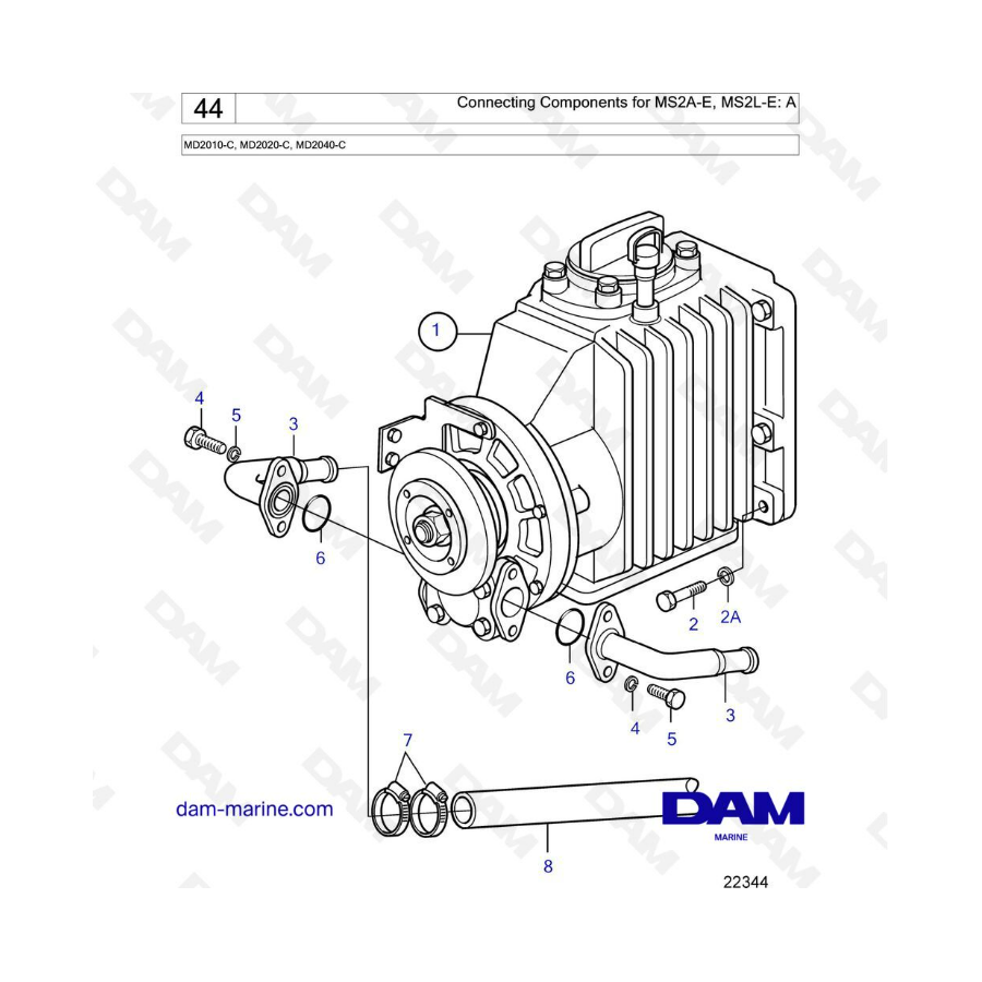 Volvo Penta MD2010-C / MD2020-C / MD2040-C - Componentes de conexión para MS2A-E, MS2L-E