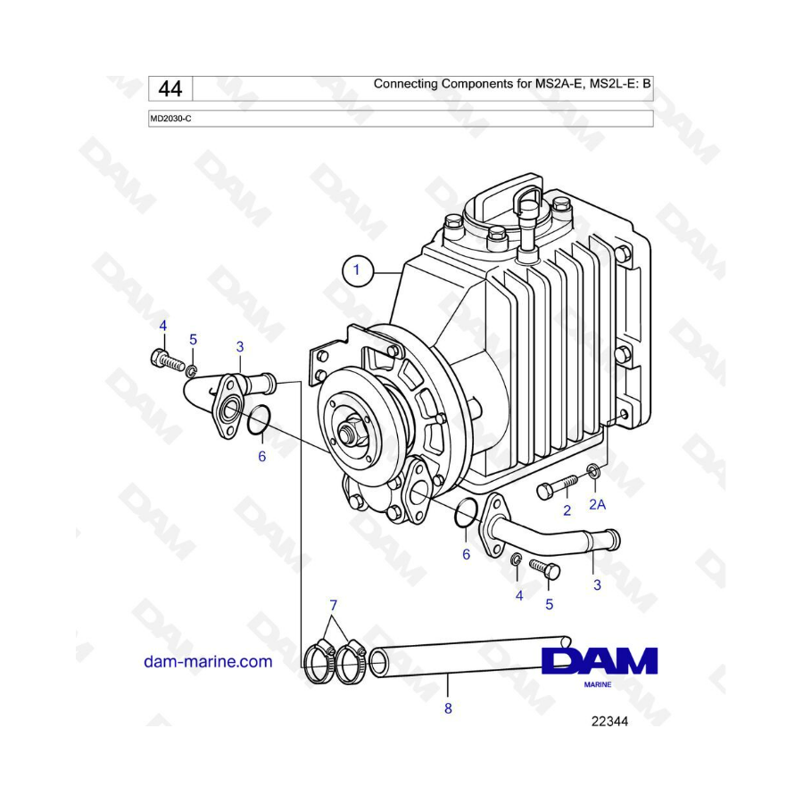 Volvo Penta MD2030-C - Componentes de conexión para MS2A-E, MS2L-E : B