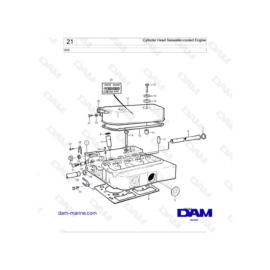 Volvo Penta 2002 - Cylinder Head Seawater-cooled Engine