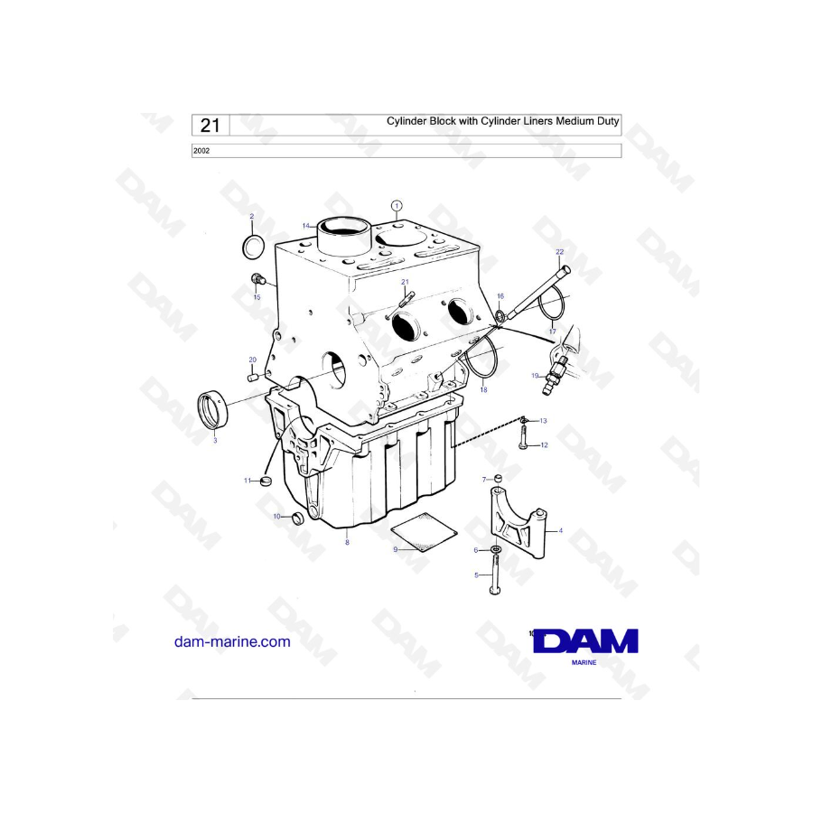 Volvo Penta 2002 - Bloque de cilindros con camisas de cilindros de servicio mediano