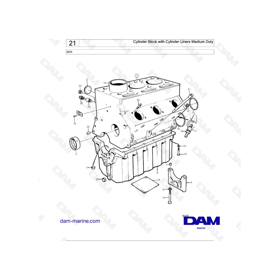 Volvo Penta 2003 - Bloque de cilindros con camisas de cilindros de servicio mediano