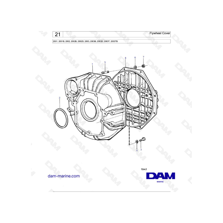 Volvo Penta 2001 / 2002 / 2003 / 2003T - Flywheel Cover