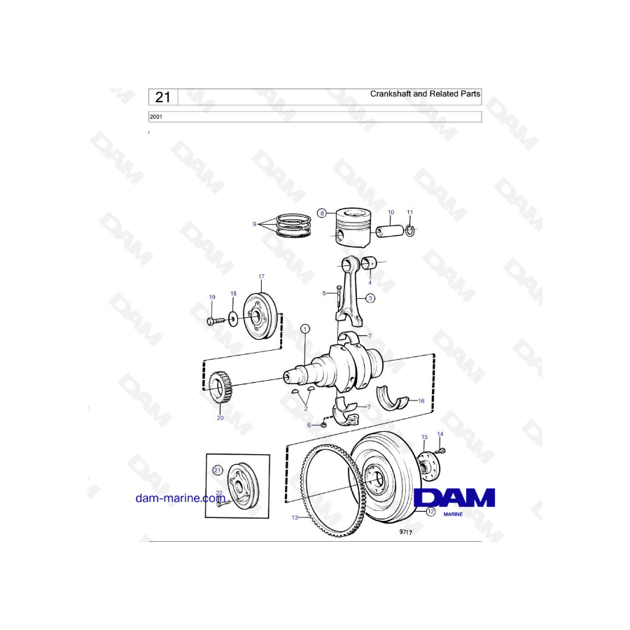 Volvo Penta 2001 - Cigüeñal y partes relacionadas