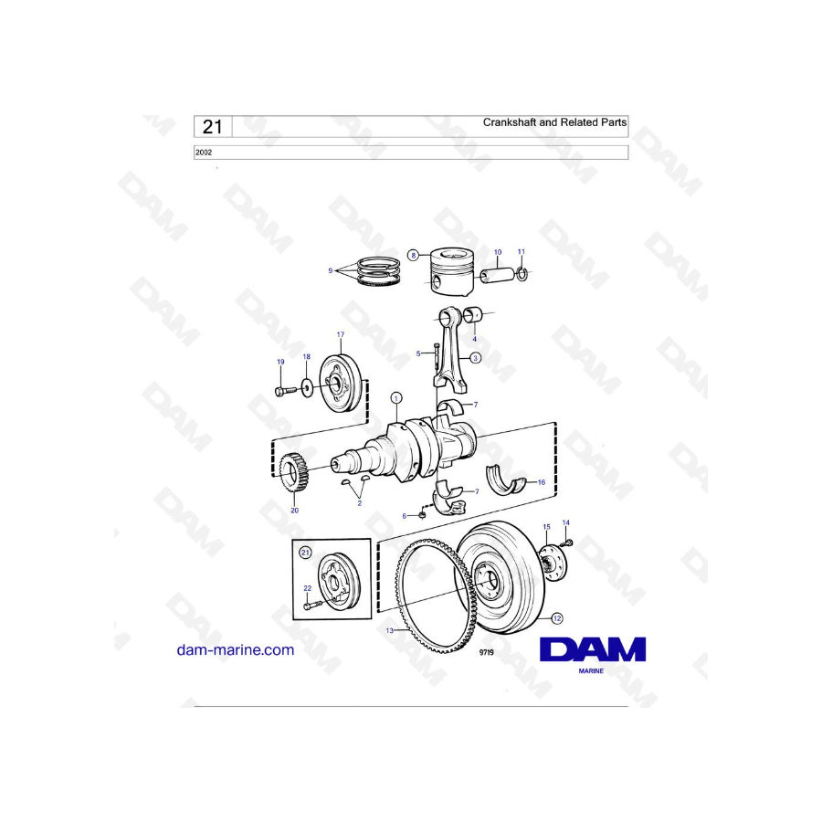 Volvo Penta 2002 - Cigüeñal y partes relacionadas