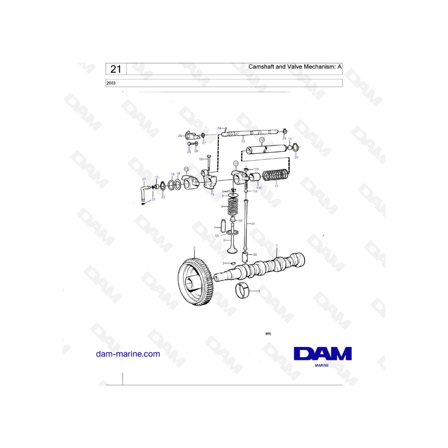 Volvo Penta 2003 - Camshaft and Valve Mechanism: A