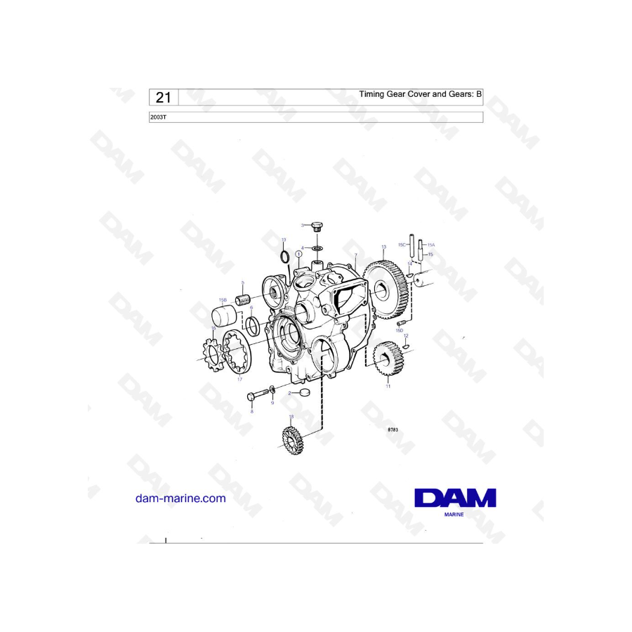 Volvo Penta 2003T - Tapa de distribución y engranajes: B