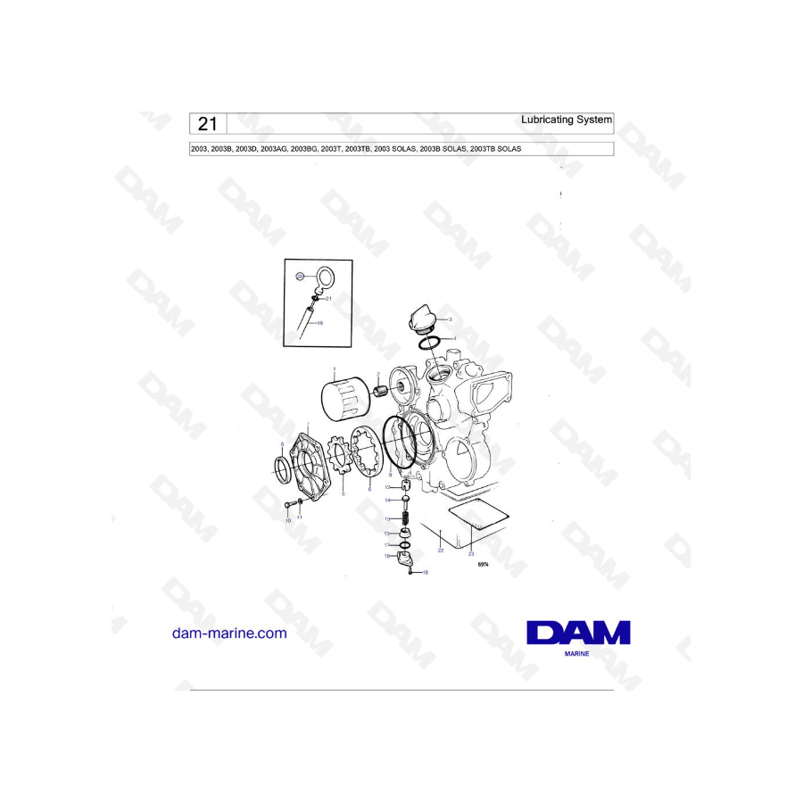 Volvo Penta 2003 / 2003T - Sistema de lubricación