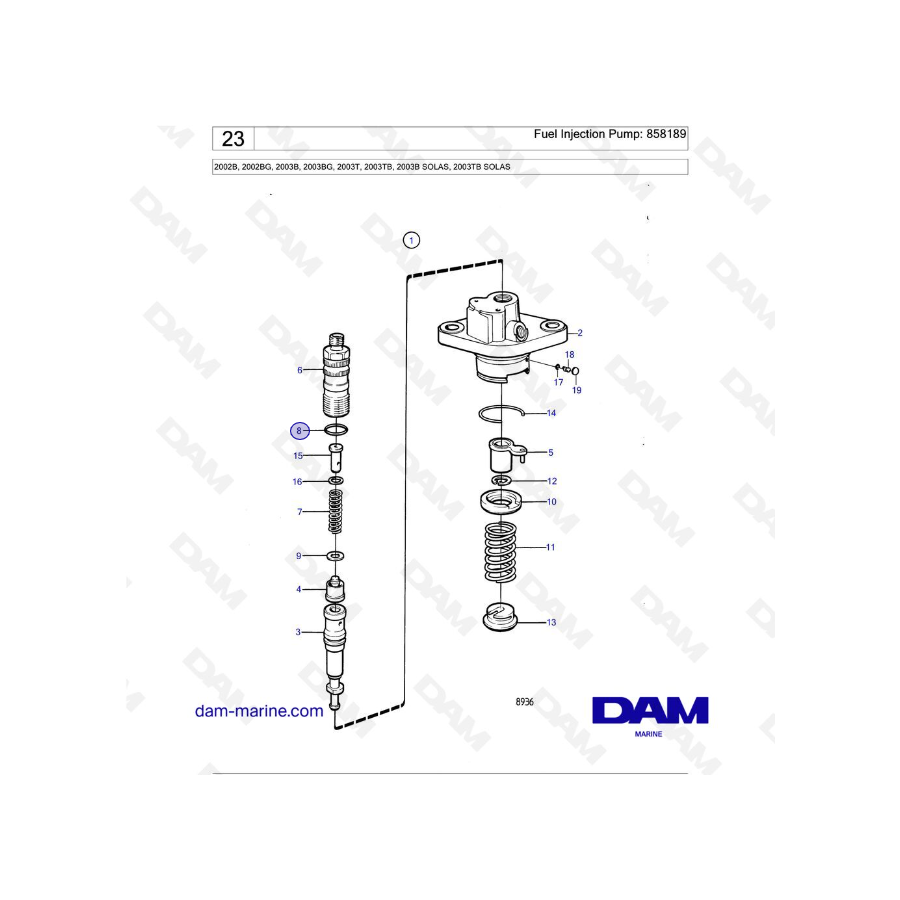 Volvo Penta 2003T - Fuel Injection Pump: 858189