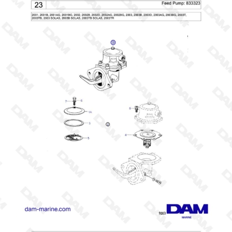 Volvo Penta 2001 / 2002 / 2003 / 2003T - Bomba de alimentación: 833323