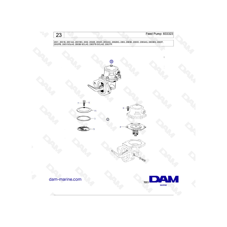 Volvo Penta 2001 / 2002 / 2003 / 2003T - Feed Pump: 833323