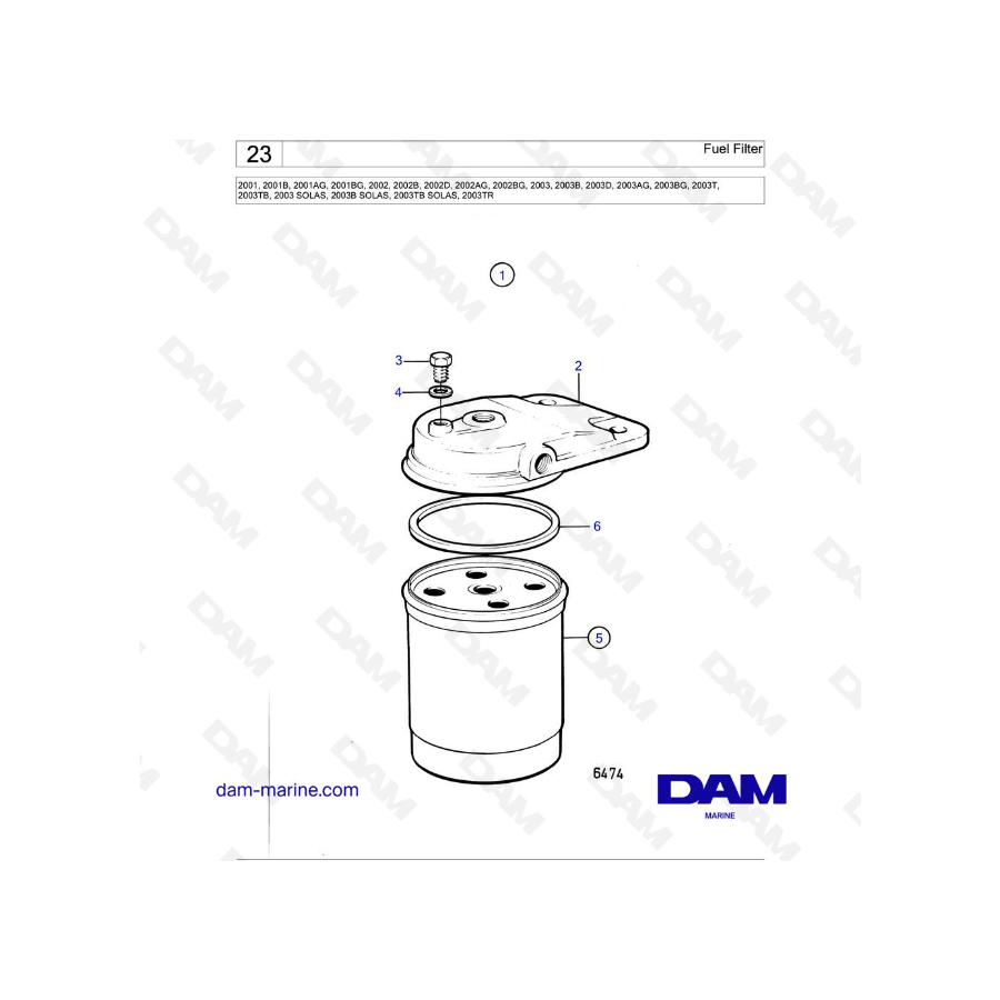 Volvo Penta 2001 / 2002 / 2003 / 2003t - Filtro de combustible