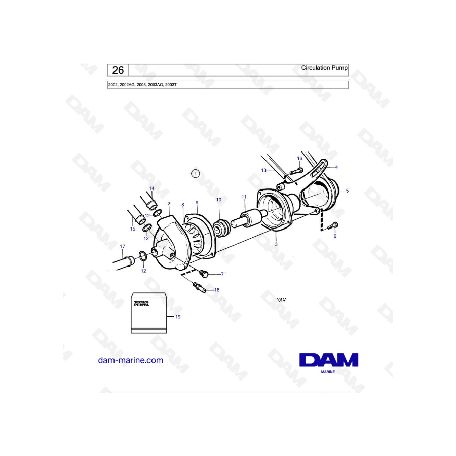 Volvo Penta 2002 / 2003 /2003T - Bomba de circulación