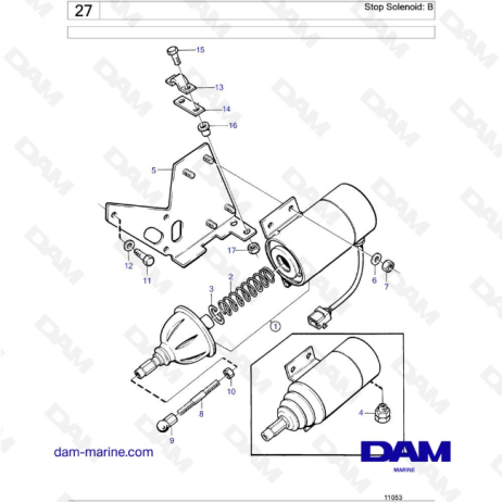 Volvo Penta 2001 / 2002 / 2003 / 2003T - Stop Solenoid: B - DAM Marine