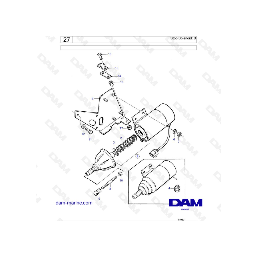 Volvo Penta 2001 / 2002 / 2003 / 2003T - Solenoide de parada: B