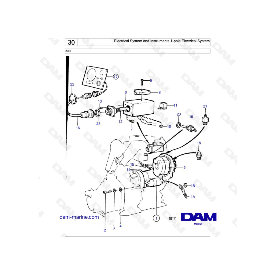 Volvo Penta 2001 - Electrical System and Instruments 1-pole Electrical System