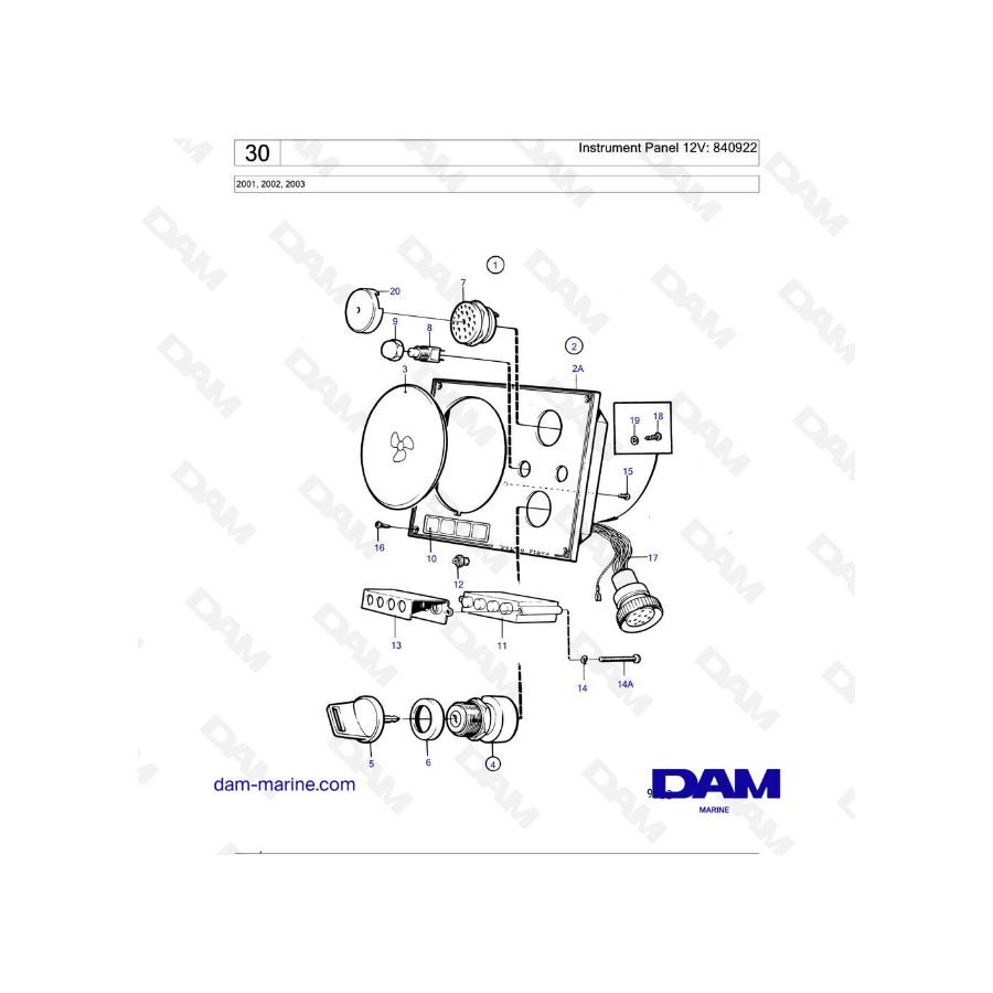 Volvo Penta 2001 / 2002 / 2003 - Cuadro de instrumentos 12V: 840922