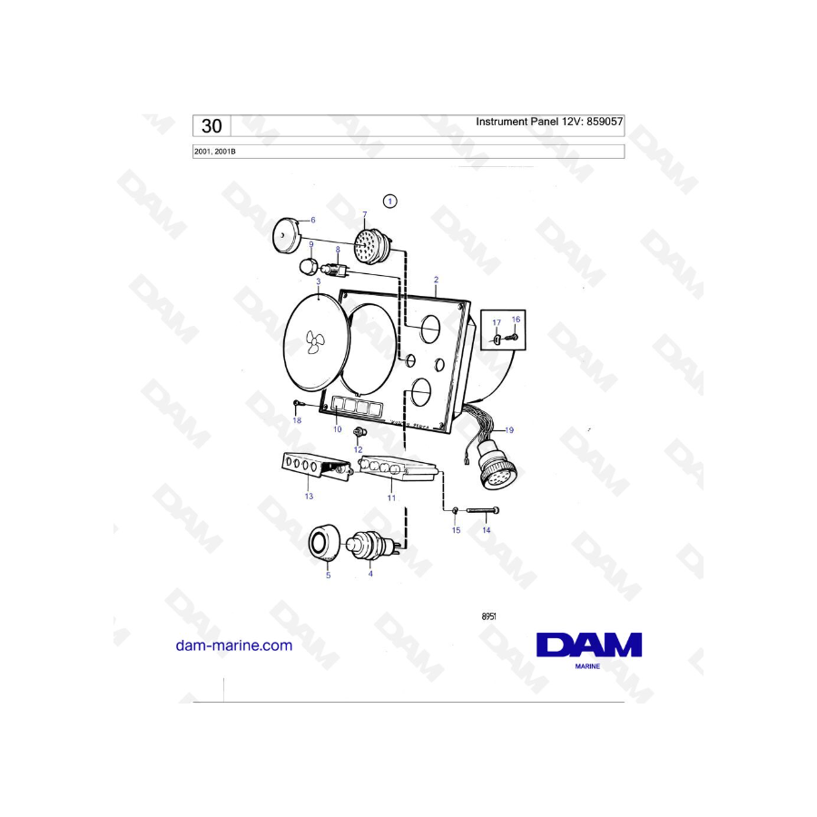 Volvo Penta 2001 - Instrument Panel 12V: 859057