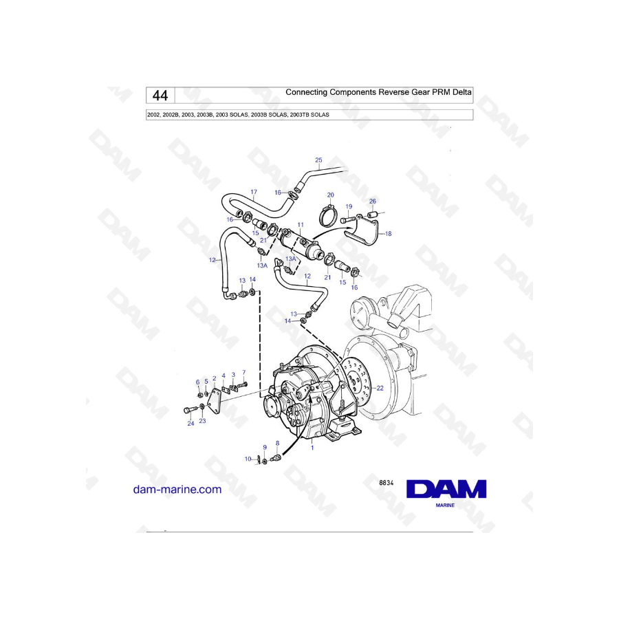 Volvo Penta 2002 / 2003 - Componentes de conexión Marcha atrás PRM Delta