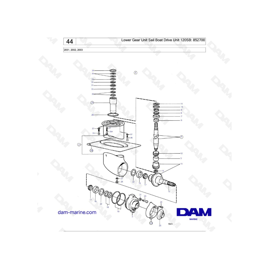 Volvo Penta 2001 / 2002 / 2003 - Unidad de transmisión inferior para veleros 120SB: 852700