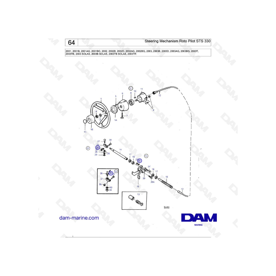 Volvo Penta 2001 / 2002 / 2003 / 2003T - Steering Mechanism Roto Pilot STS 330