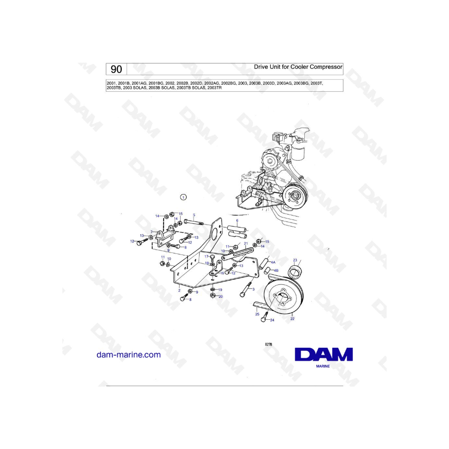 Volvo Penta 2001 / 2002 / 2003 / 2003T - Drive Unit for Cooler Compressor