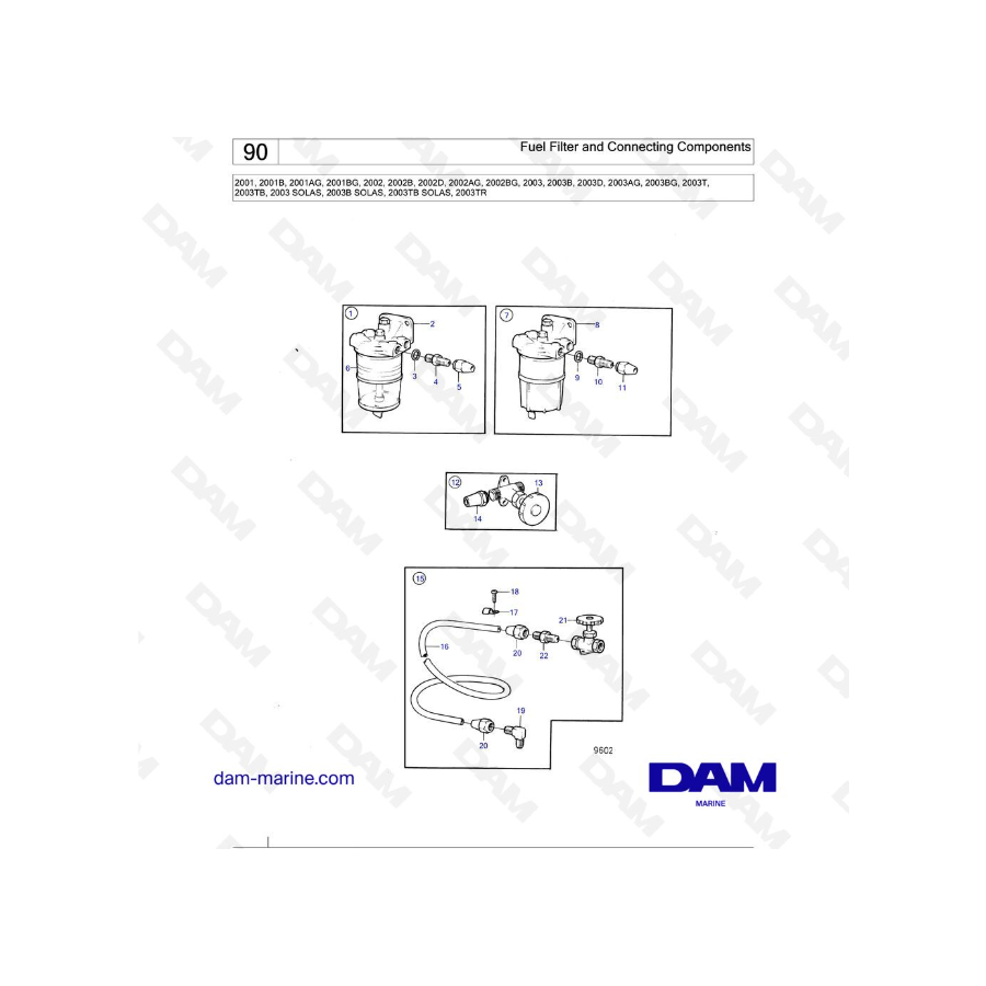 Volvo Penta 2001 / 2002 / 2003 / 2003T - Fuel Filter and Connecting Components