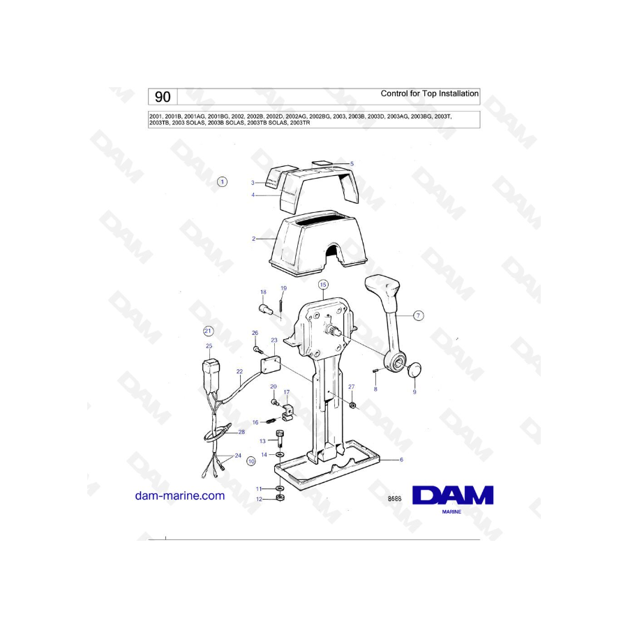 Volvo Penta 2001 / 2002 / 2003 / 2003T - Control for Top Installation