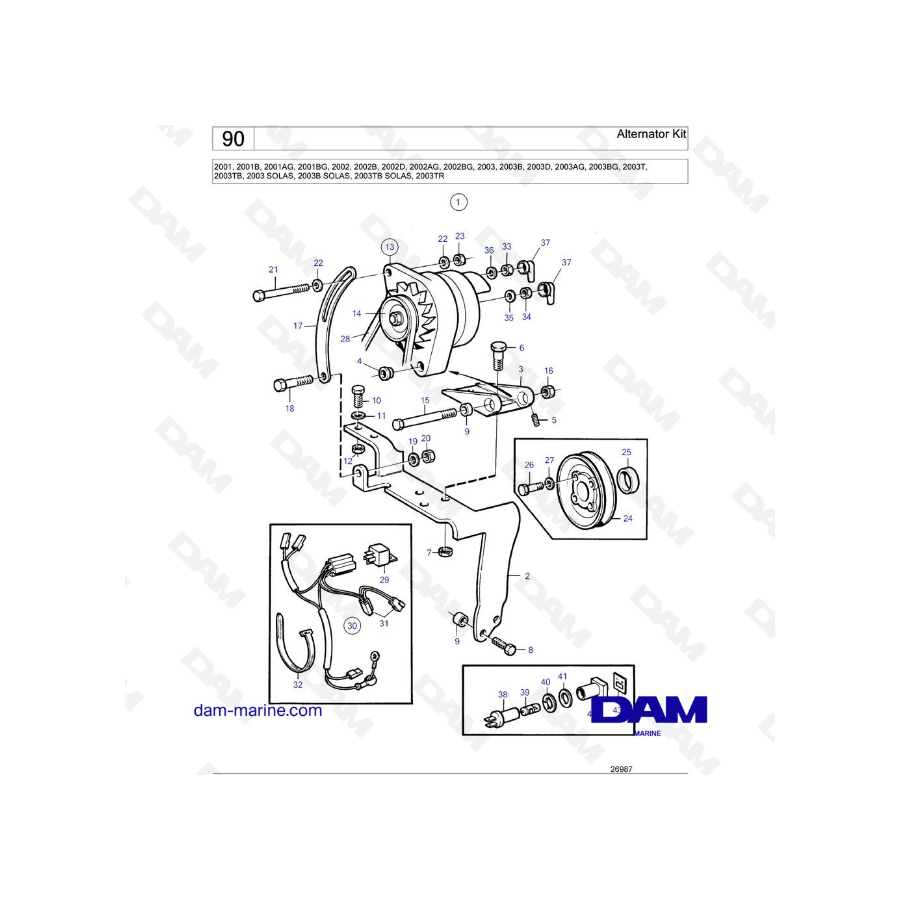 Volvo Penta 2001 / 2002/ 2003 / 2003T - Alternator Kit