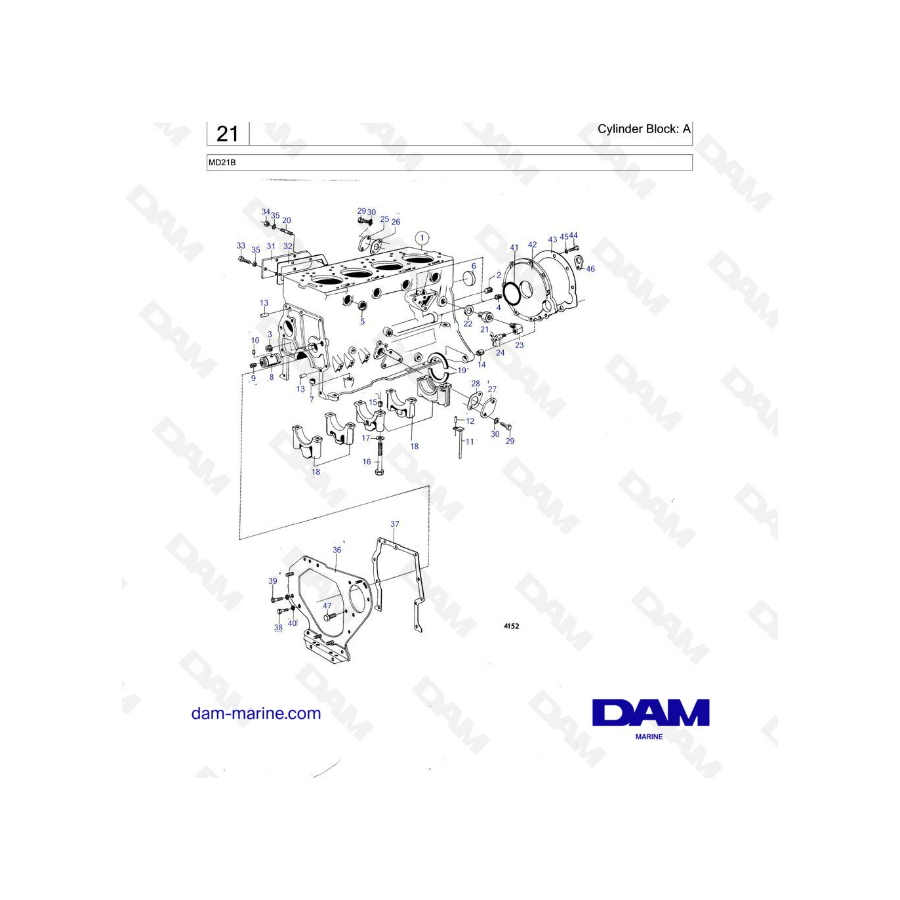 Volvo Penta MD21B - Bloque de cilindros: A