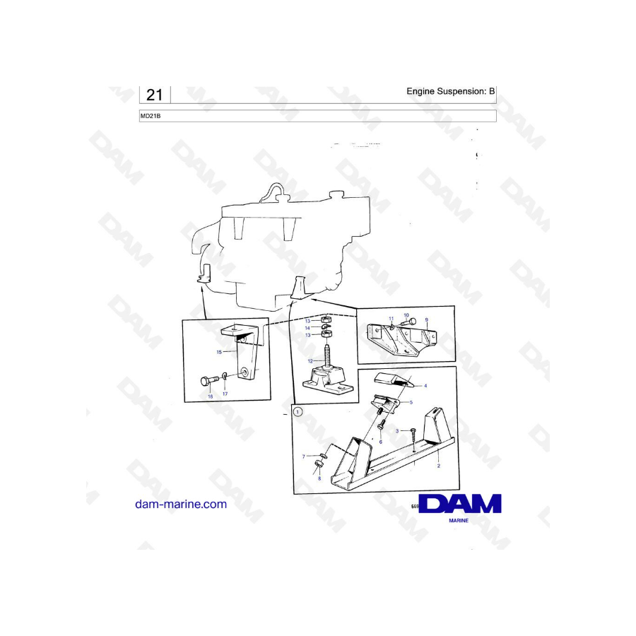 Volvo PEnta MD21B - Engine suspension : B