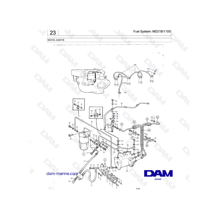 Volvo Penta MD21B / AQD21B - Sistema de combustible